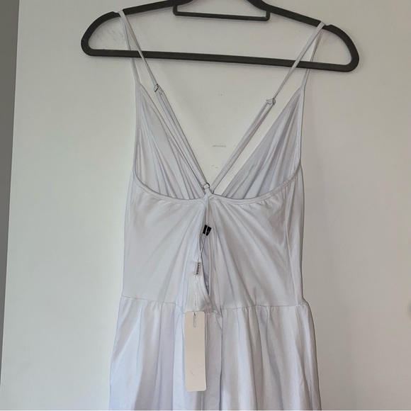 NWT LAISHEN White Spaghetti Strap Summer Wrap Pockets Sundress Dress - Picture 10 of 11